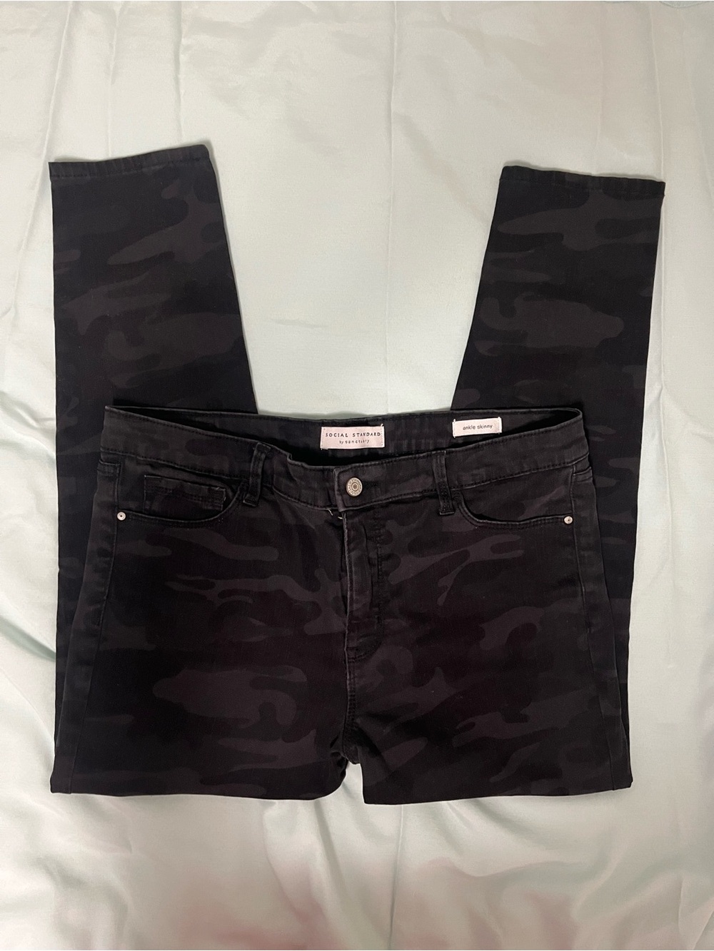 Sanctuary Women's Black Camo Skinny Ankle Jeans Size 12